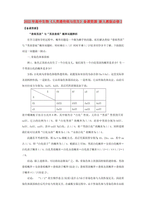 2022年高中生物《人類遺傳病與優(yōu)生》備課資源 新人教版必修2