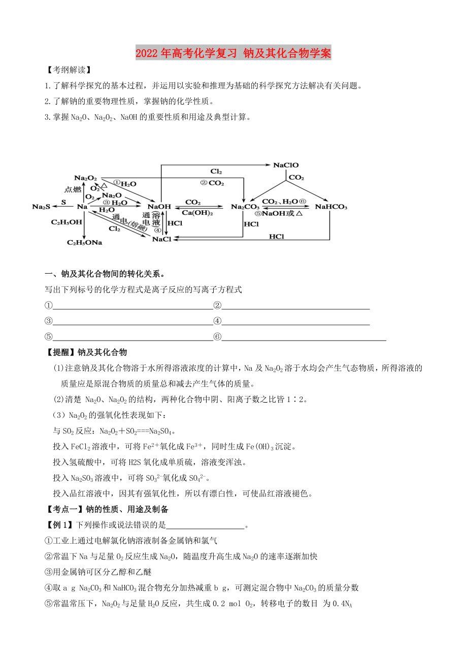 2022年高考化學(xué)復(fù)習(xí) 鈉及其化合物學(xué)案_第1頁