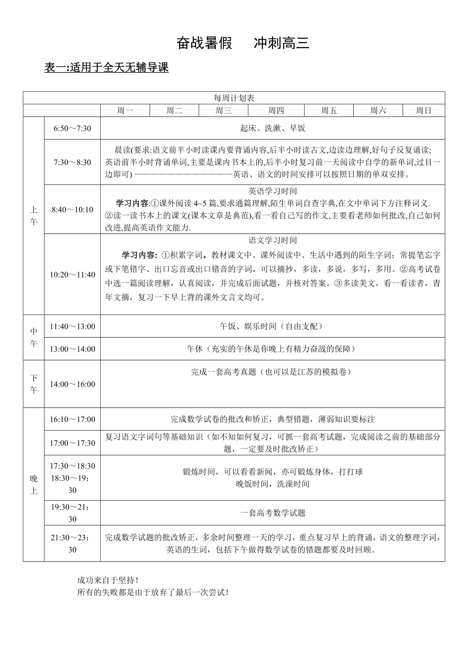 高二升高三暑期学习计划_第1页