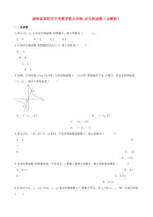 湖南省邵陽市中考數(shù)學提分訓練 反比例函數(shù)（含解析）