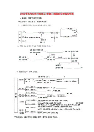 2022年高考生物一輪復(fù)習(xí) 專題1 細(xì)胞的分子組成學(xué)案