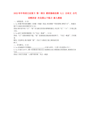 2022年中考語(yǔ)文總復(fù)習(xí) 第一部分 教材基礎(chǔ)自測(cè) 七上 古詩(shī)文 古代詩(shī)歌四首 次北固山下練習(xí) 新人教版