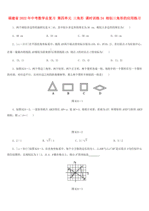 福建省2022年中考數(shù)學(xué)總復(fù)習(xí) 第四單元 三角形 課時訓(xùn)練24 相似三角形的應(yīng)用練習(xí)