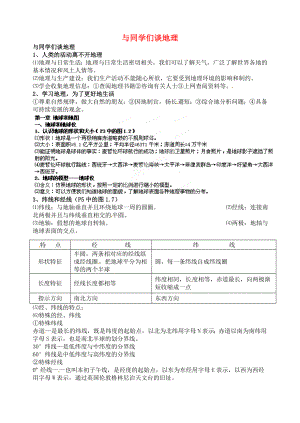 江蘇省大豐市劉莊鎮(zhèn)三圩初級中學(xué)七年級地理下學(xué)期會考復(fù)習(xí) 與同學(xué)們談地理 湘教版（通用）