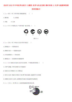 北京市2022年中考化學(xué)總復(fù)習(xí) 主題四 化學(xué)與社會(huì)發(fā)展 課時(shí)訓(xùn)練11 化學(xué)與能源和資源的利用練習(xí)