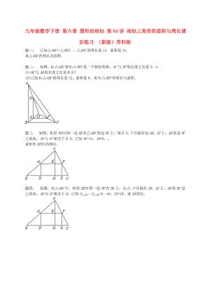 九年級數(shù)學下冊 第六章 圖形的相似 第64講 相似三角形的面積與周長課后練習 （新版）蘇科版