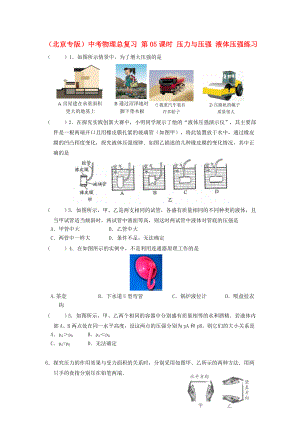 （北京專版）中考物理總復(fù)習(xí) 第05課時(shí) 壓力與壓強(qiáng) 液體壓強(qiáng)練習(xí)