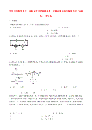 2022中考物理 電壓、電阻及歐姆定律模塊 串、并聯(lián)電路的電壓規(guī)律訓(xùn)練（含解析） 滬科版