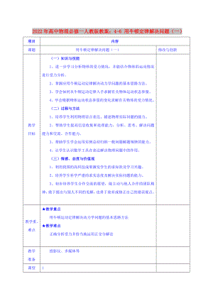 2022年高中物理必修一人教版教案：4-6 用牛頓定律解決問(wèn)題（一）