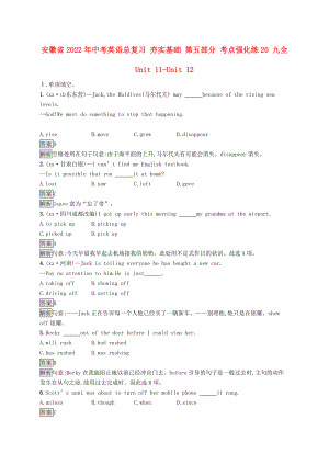 安徽省2022年中考英語總復(fù)習(xí) 夯實基礎(chǔ) 第五部分 考點強化練20 九全 Unit 11-Unit 12