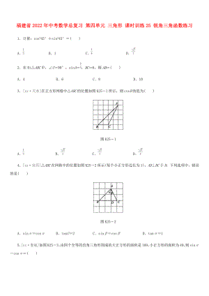 福建省2022年中考數(shù)學(xué)總復(fù)習(xí) 第四單元 三角形 課時(shí)訓(xùn)練25 銳角三角函數(shù)練習(xí)