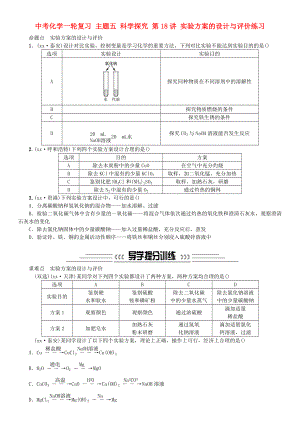 中考化學(xué)一輪復(fù)習(xí) 主題五 科學(xué)探究 第18講 實(shí)驗(yàn)方案的設(shè)計與評價練習(xí)