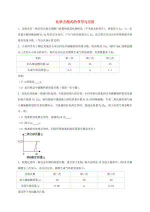 2020年中考化學專題訓練 化學方程式的書寫與應用（無答案）