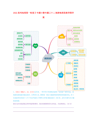 2022高考地理第一輪復(fù)習(xí) 專題9 微專題三十二 旅游地理思維導(dǎo)圖學(xué)案