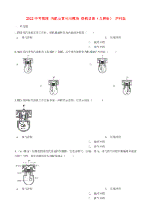 2022中考物理 內(nèi)能及其利用模塊 熱機(jī)訓(xùn)練（含解析） 滬科版