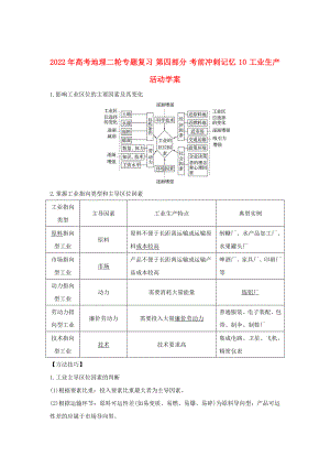 2022年高考地理二輪專(zhuān)題復(fù)習(xí) 第四部分 考前沖刺記憶 10 工業(yè)生產(chǎn)活動(dòng)學(xué)案