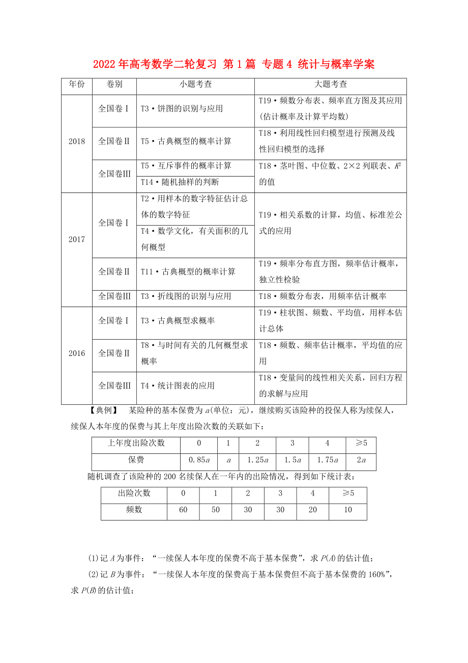 2022年高考數(shù)學(xué)二輪復(fù)習(xí) 第1篇 專(zhuān)題4 統(tǒng)計(jì)與概率學(xué)案_第1頁(yè)