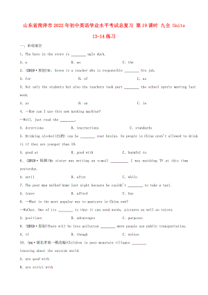 山東省菏澤市2022年初中英語學業(yè)水平考試總復習 第19課時 九全 Units 13-14練習