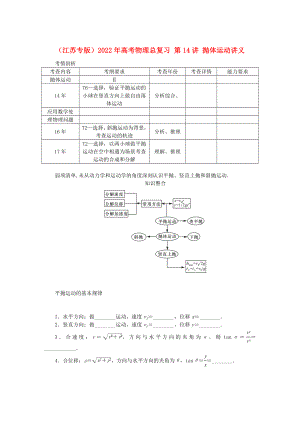 （江蘇專(zhuān)版）2022年高考物理總復(fù)習(xí) 第14講 拋體運(yùn)動(dòng)講義