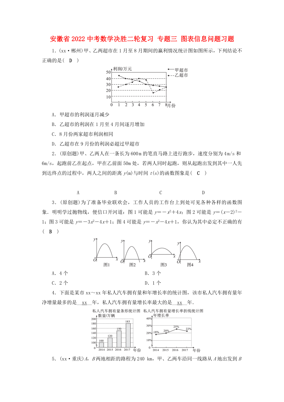 安徽省2022中考数学决胜二轮复习 专题三 图表信息问题习题_第1页