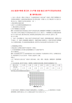 2022版高中物理 第五章 力與平衡 實驗 驗證力的平行四邊形定則試題 魯科版必修1