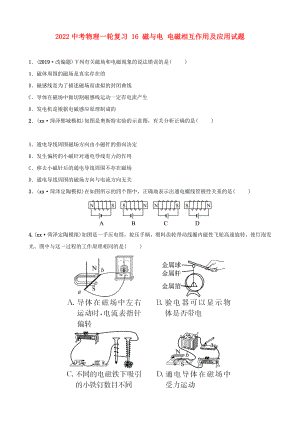 2022中考物理一輪復(fù)習(xí) 16 磁與電 電磁相互作用及應(yīng)用試題