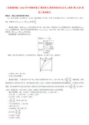 （全國(guó)通用版）2022年中考數(shù)學(xué)復(fù)習(xí) 第四單元 圖形的初步認(rèn)識(shí)與三角形 第18講 相似三角形練習(xí)