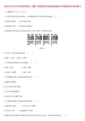 北京市2022年中考化學(xué)總復(fù)習(xí) 主題二 物質(zhì)的化學(xué)變化階段測(cè)試02 物質(zhì)的化學(xué)變化練習(xí)