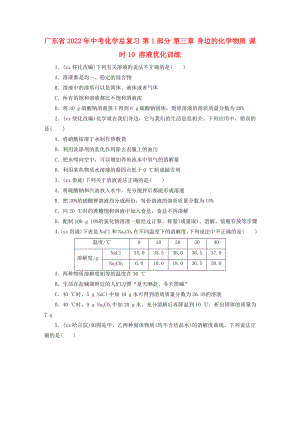 廣東省2022年中考化學(xué)總復(fù)習(xí) 第1部分 第三章 身邊的化學(xué)物質(zhì) 課時(shí)10 溶液優(yōu)化訓(xùn)練