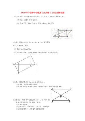 2022年中考數(shù)學(xué)專題復(fù)習(xí)分類練習(xí) 四邊形解答題