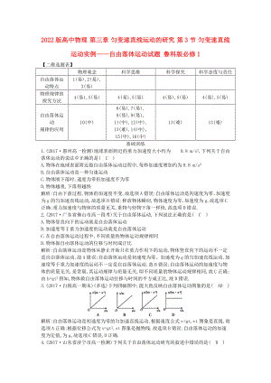 2022版高中物理 第三章 勻變速直線運(yùn)動(dòng)的研究 第3節(jié) 勻變速直線運(yùn)動(dòng)實(shí)例——自由落體運(yùn)動(dòng)試題 魯科版必修1