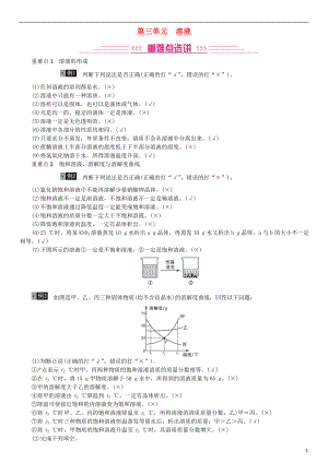 2019年中考化學(xué)總復(fù)習(xí) 教材考點梳理 第三單元 溶液練習(xí) 魯教版