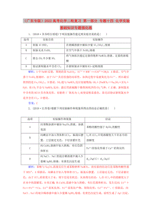 （廣東專版）2022高考化學(xué)二輪復(fù)習(xí) 第一部分 專題十四 化學(xué)實(shí)驗(yàn)基礎(chǔ)知識(shí)專題強(qiáng)化練