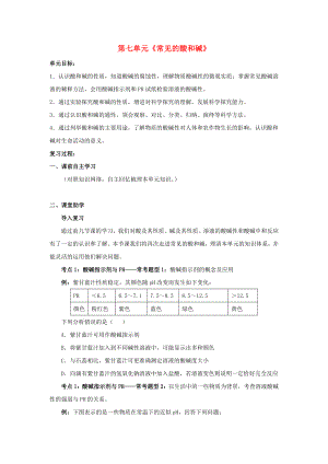 九年級(jí)化學(xué)下冊(cè) 第七單元 常見的酸和堿復(fù)習(xí)學(xué)案（無答案） 魯教版六三制