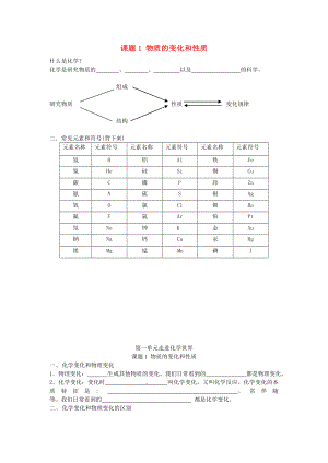 北京市房山區(qū)石窩中學(xué)九年級(jí)化學(xué)上冊(cè) 第一單元 課題1 物質(zhì)的變化和性質(zhì)導(dǎo)學(xué)案（無(wú)答案）（新版）新人教版