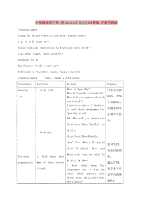 六年級英語下冊 6B Module3 Unit2(3)教案 滬教牛津版