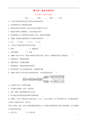 （淄博專版）2019屆中考化學復習 第1部分 第九講 海水中的化學 第1課時 海洋化學資源練習