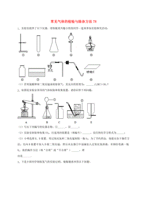 吉林省吉林市中考化学复习练习 常见气体的检验与除杂方法78（无答案） 新人教版（通用）