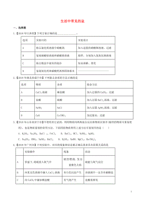 2018年中考化學(xué)知識(shí)分類練習(xí)卷 生活中常見(jiàn)的鹽（無(wú)答案）