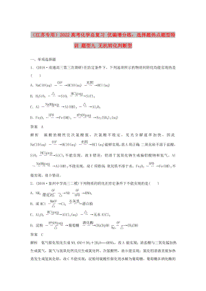 （江蘇專用）2022高考化學(xué)總復(fù)習(xí) 優(yōu)編增分練：選擇題熱點(diǎn)題型特訓(xùn) 題型九 無(wú)機(jī)轉(zhuǎn)化判斷型