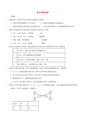 2020年中考化學(xué)知識(shí)分類練習(xí)卷 常見的酸和堿（無答案）