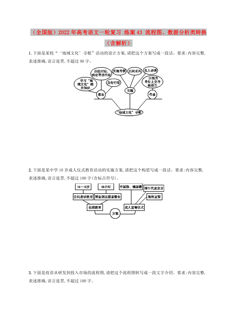 （全國版）2022年高考語文一輪復習 練案43 流程圖、數(shù)據(jù)分析類轉(zhuǎn)換（含解析）_第1頁