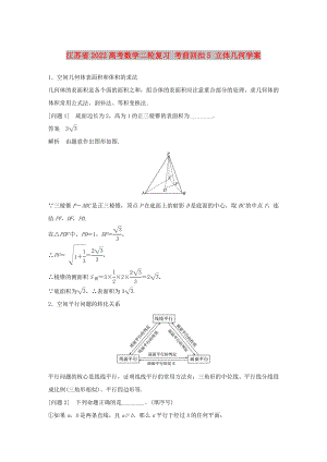 江蘇省2022高考數(shù)學二輪復習 考前回扣5 立體幾何學案