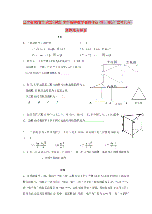 遼寧省沈陽市2022-2023學(xué)年高中數(shù)學(xué)暑假作業(yè) 第一部分 立體幾何 立體幾何綜合