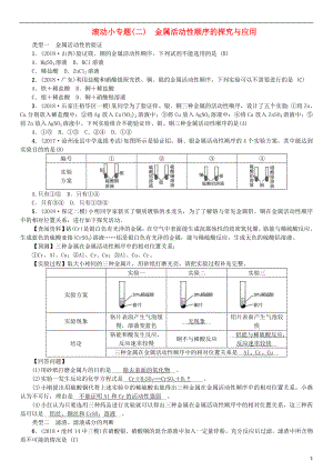 （河北專版）2019年中考化學(xué)復(fù)習(xí) 滾動小專題（二）金屬活動性順序的探究與應(yīng)用練習(xí)