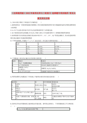 （全國通用版）2022年高考化學(xué)大二輪復(fù)習(xí) 選擇題專項(xiàng)訓(xùn)練四 常見元素及其化合物