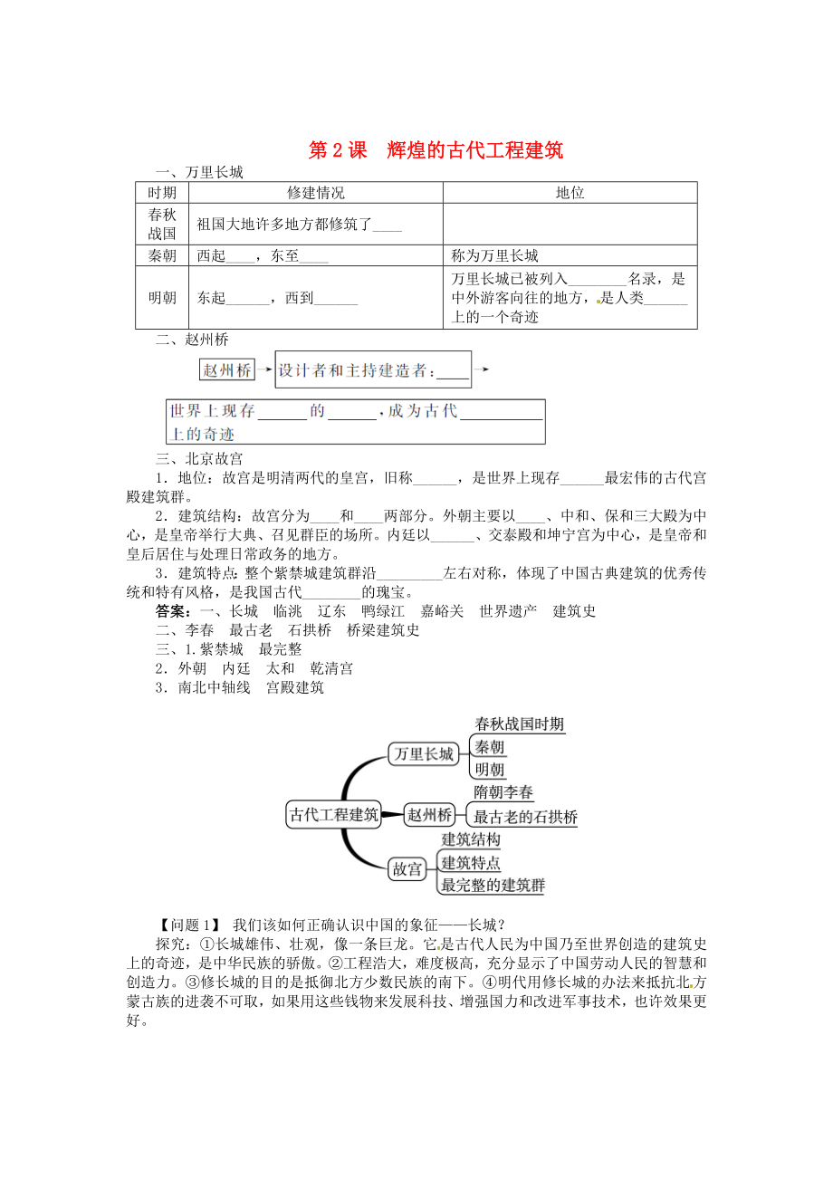 七年級(jí)歷史下冊(cè) 第四單元 第2課 輝煌的古代工程建筑同步練習(xí) 中圖版（通用）_第1頁(yè)