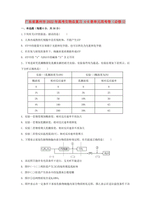 廣東省惠州市2022年高考生物總復習 4-6章單元再考卷（必修1)