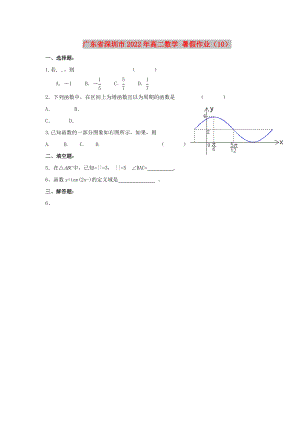 廣東省深圳市2022年高二數(shù)學(xué) 暑假作業(yè)（10）