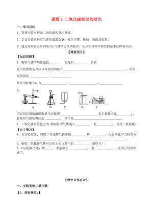 山東省高密市銀鷹文昌中學(xué)九年級(jí)化學(xué)上冊(cè) 第六單元 課題2 二氧化碳制取的研究學(xué)案（無答案）（新版）新人教版